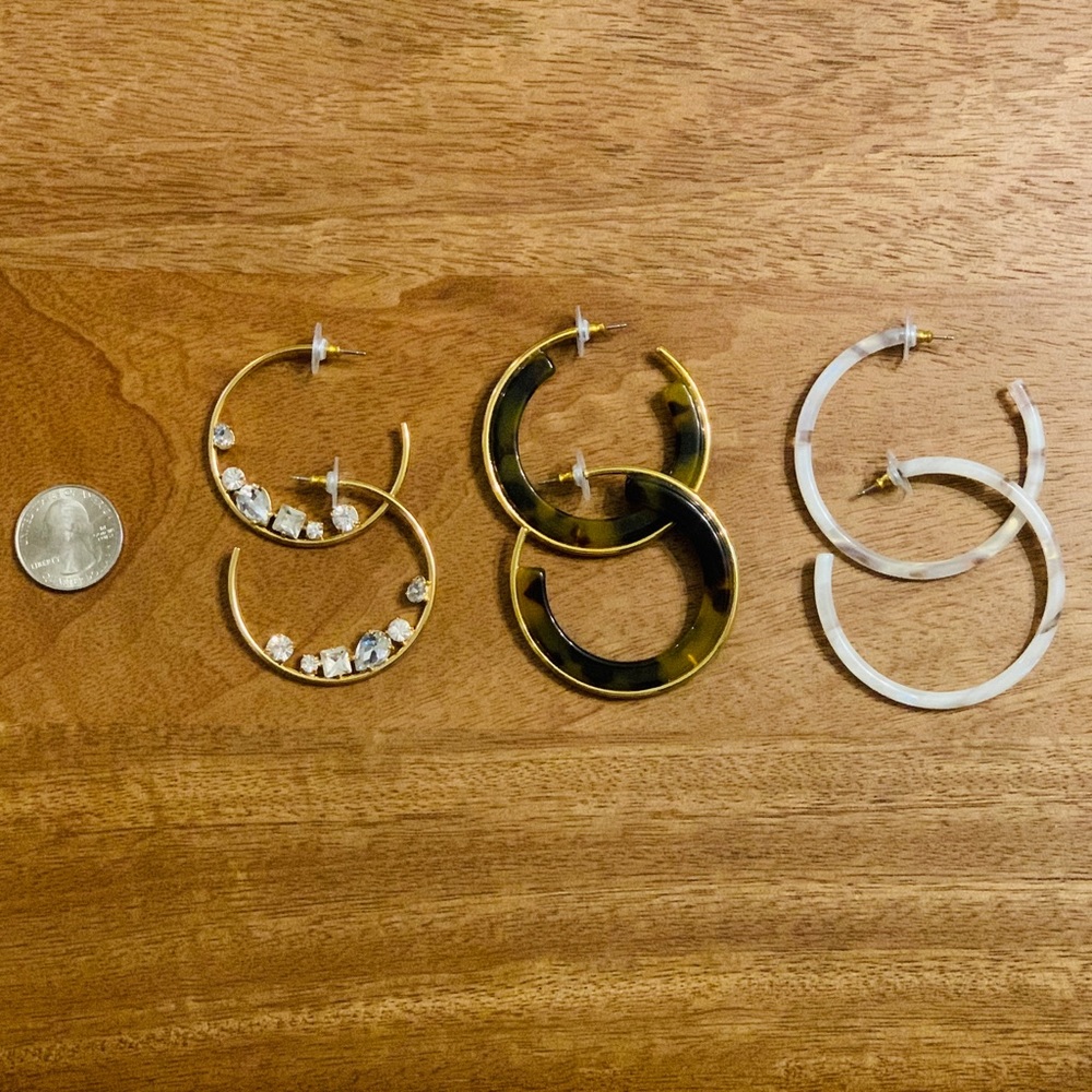 Set of Three J. Crew Hoops! NWOT